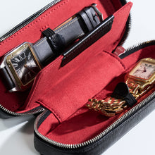 Load image into Gallery viewer, DISTRESSED BLACK DUO POUCH FOR TWO WATCHES