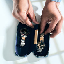 Load image into Gallery viewer, SLATE BLUE DUO POUCH FOR TWO WATCHES