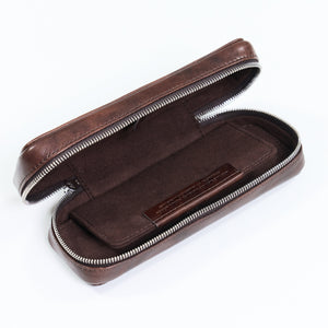 DISTRESSED DARK BROWN DUO POUCH FOR TWO WATCHES