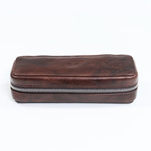 Load image into Gallery viewer, DISTRESSED DARK BROWN DUO POUCH FOR TWO WATCHES