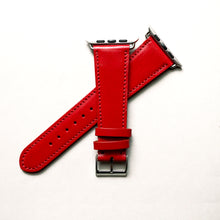 Load image into Gallery viewer, CHERRY RED BRIDLE LEATHER HANDMADE APPLE WATCH STRAP ALL GENERATIONS