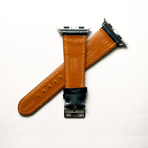 NAVY BRIDLE LEATHER HANDMADE APPLE WATCH STRAP ALL GENERATIONS