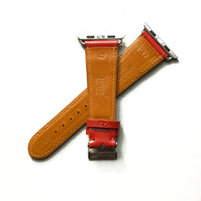 Load image into Gallery viewer, CHERRY RED BRIDLE LEATHER HANDMADE APPLE WATCH STRAP ALL GENERATIONS