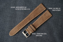 Load image into Gallery viewer, MOCHA NUBUCK CUSTOM MADE STRAP - FULL STITCHED