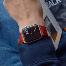 Load image into Gallery viewer, CHERRY RED BRIDLE LEATHER HANDMADE APPLE WATCH STRAP ALL GENERATIONS