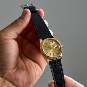 VINTAGE PIGSKIN BLACK STANDARD STRAP