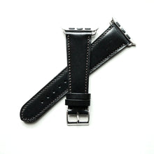 Load image into Gallery viewer, BLACK BRIDLE LEATHER HANDMADE APPLE WATCH STRAP ALL GENERATIONS