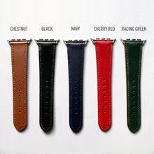 Load image into Gallery viewer, RACING GREEN BRIDLE LEATHER HANDMADE APPLE WATCH STRAP ALL GENERATIONS