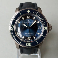 Load image into Gallery viewer, BLANCPAIN FIFTY FATHOMS AUTOMATIQUE TITANIUM 45MM BLUE 5015 12B40 O52A
