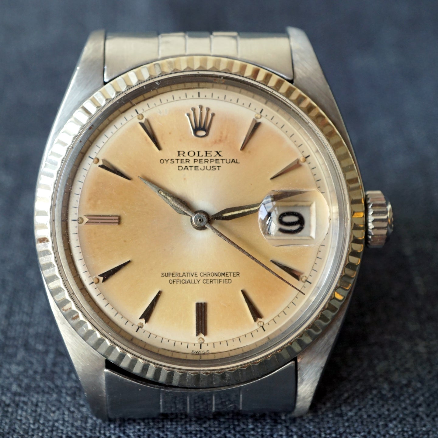 1962 ROLEX DATEJUST EARLY STYLED DIAL AND HANDS NOSTIME
