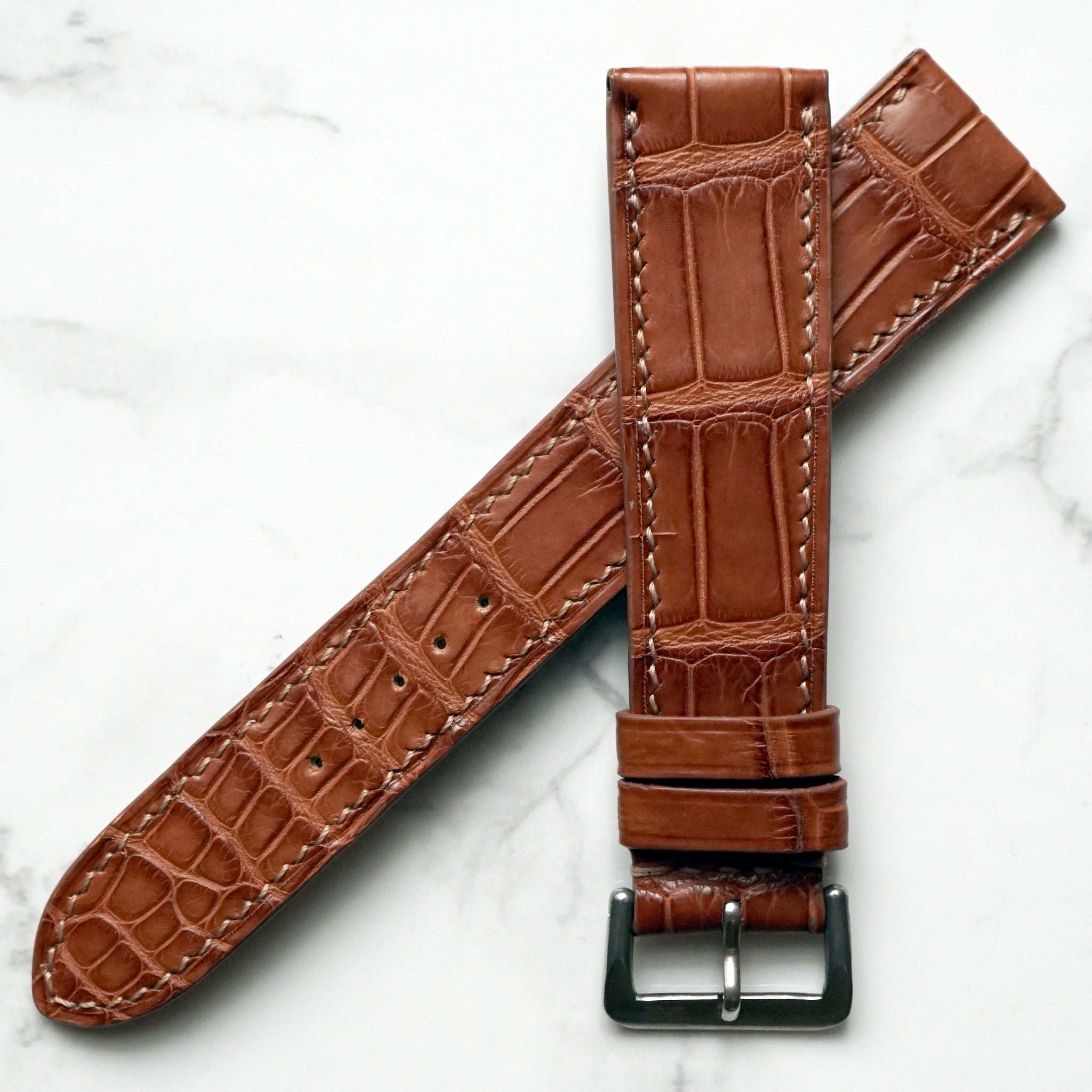 Cognac Brown Leather Watch Strap handmade Watch Band 16mm 