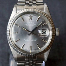 Load image into Gallery viewer, 1974 ROLEX GRAY DATEJUST REF.1603 ENGINE TURNED STEEL WATCH