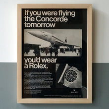 Load image into Gallery viewer, 1960s ROLEX GMT-MASTER 1675 VINTAGE AD PRINT  WOOD FRAME