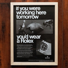 Load image into Gallery viewer, 1960s ROLEX SUBMARINER 5513 GILT AGE VINTAGE AD PRINT WOOD FRAME