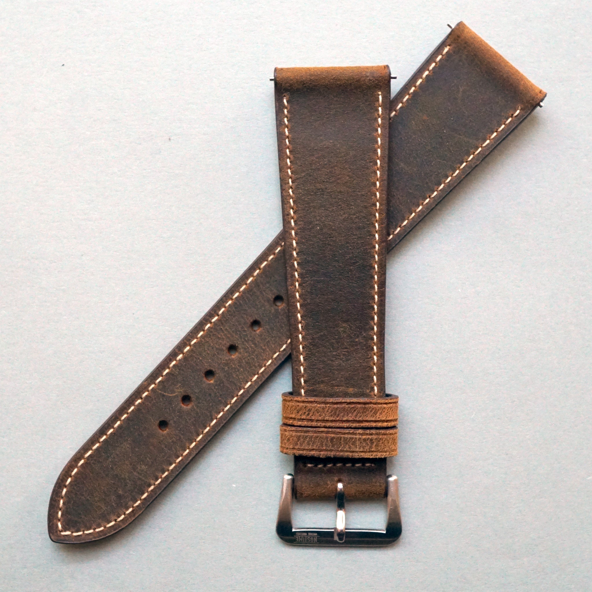 TOBACCO CRAZY HORSE DISTRESSED CALF STANDARD STRAP – NOSTIME