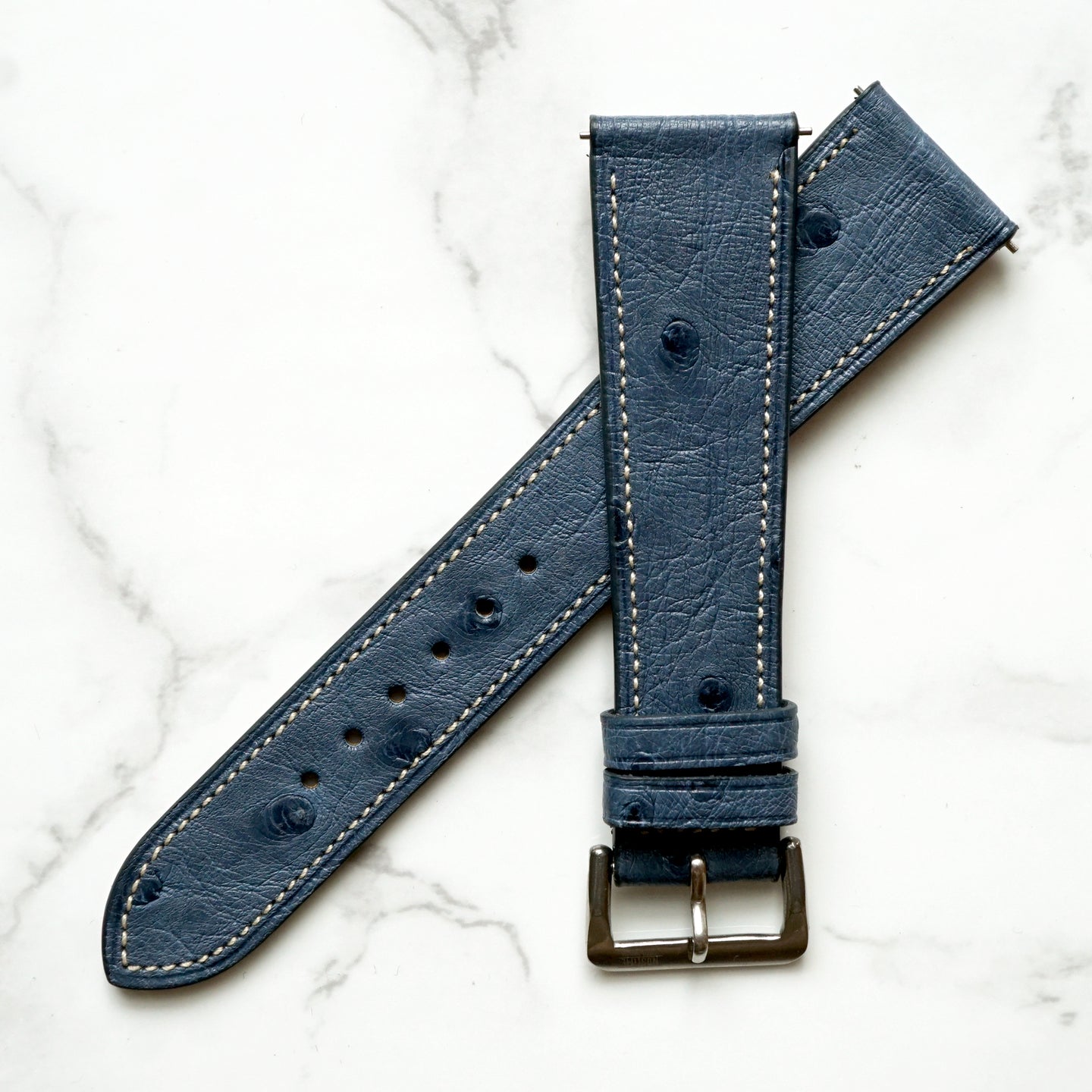 Grey & Blue Ostrich Leg – Beckett Leather Goods