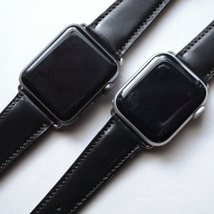 BLACK BRIDLE LEATHER HANDMADE APPLE WATCH STRAP ALL GENERATIONS