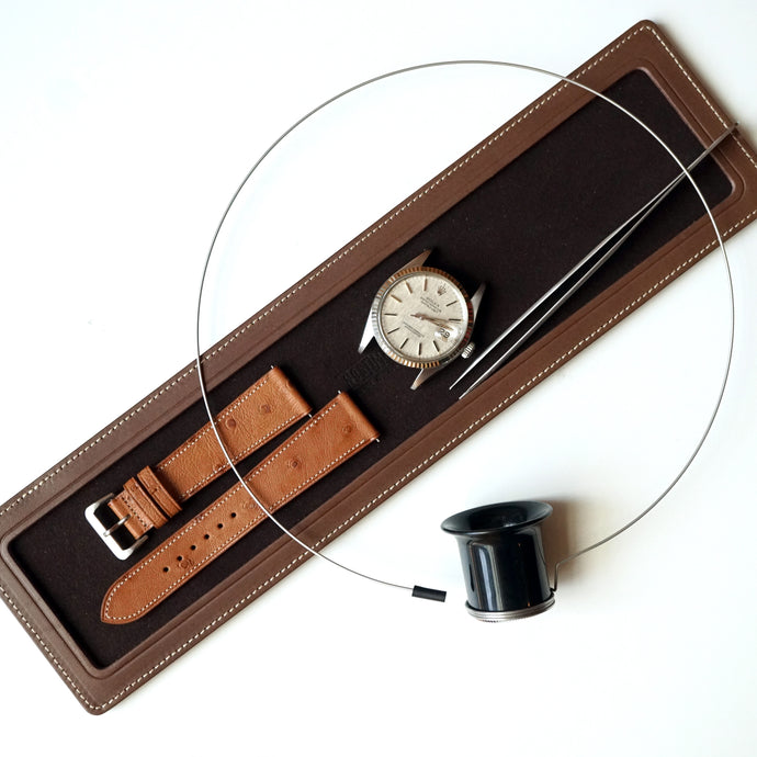 DARK BROWN LEATHER SINGLE WATCH TRAY