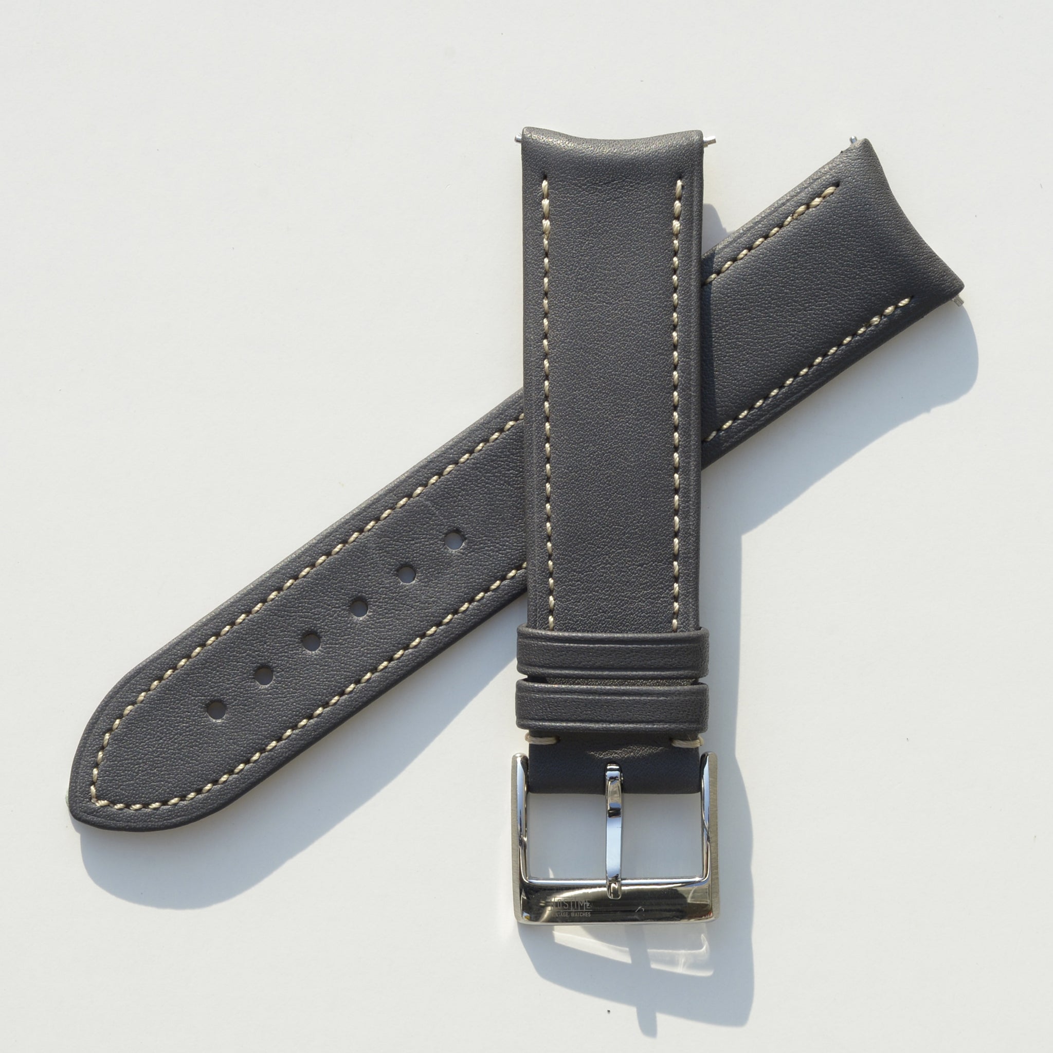 Elephant Grey Leather Watch Strap